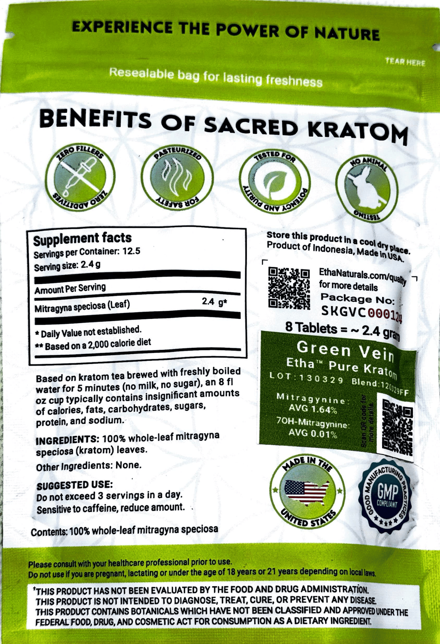 Green Vein USA Kratom 300mg Tablets